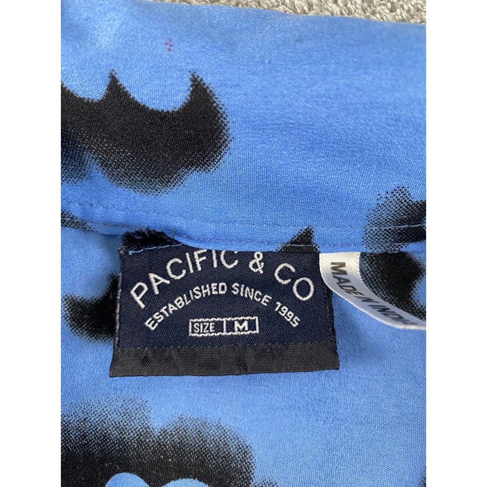 Pacific & Co Mens Blue Hula Dancer Hawaiian Camp Shirt Short Sleeve Size M - Picture 2 of 10